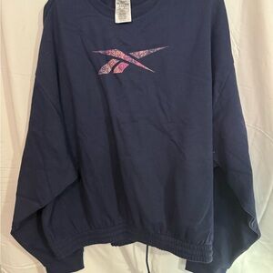 Reebok Navy Blue Sweatshirt with Pink Logo